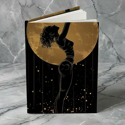 Dancer Silhouette Golden Moon Black Background