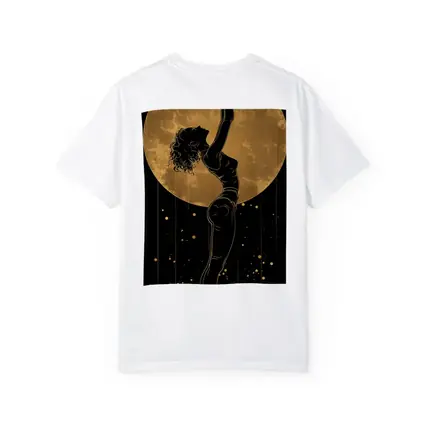 Dancer Silhouette Golden Moon Black Background