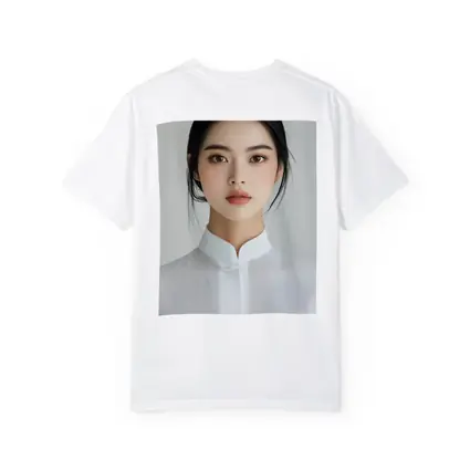 Young Asian Woman White Minimalist Background Portrait