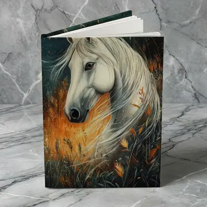 White Horse Portrait Autumn Wild Grasses