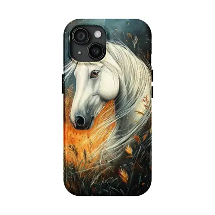 White Horse Portrait Autumn Wild Grasses