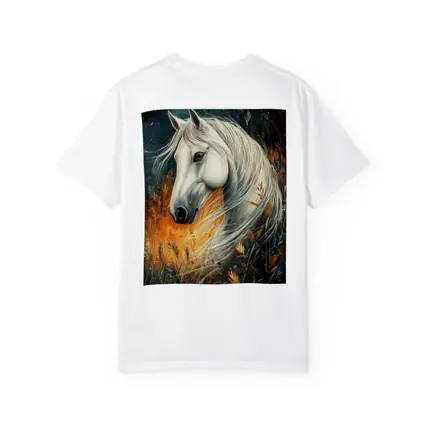 White Horse Portrait Autumn Wild Grasses
