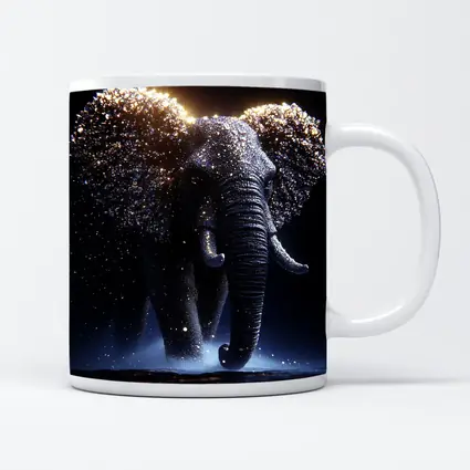 Glowing Elephant Gold Particles Dark Background
