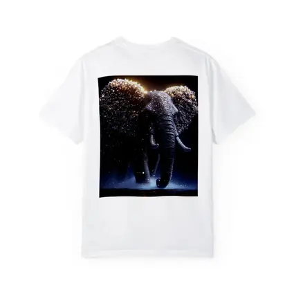 Glowing Elephant Gold Particles Dark Background