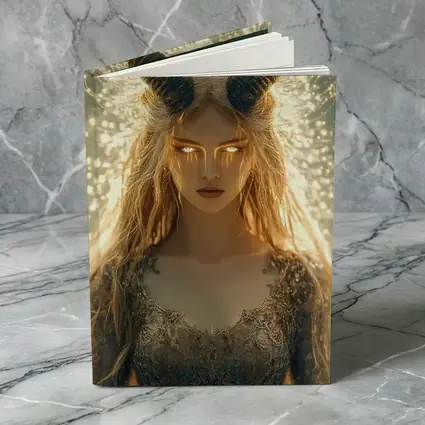 Golden Horned Fantasy Woman Glowing Light