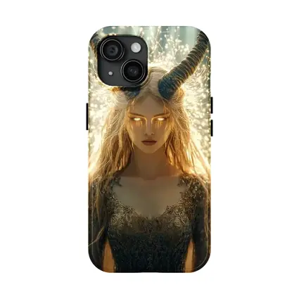Golden Horned Fantasy Woman Glowing Light