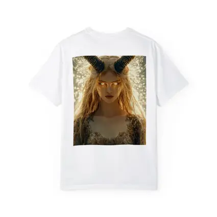 Golden Horned Fantasy Woman Glowing Light