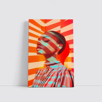 Fashion Woman Bold Striped Pop Art Background