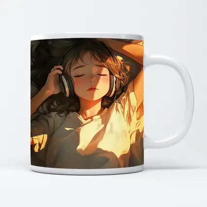 Anime Girl Listening Music Warm Sunlight