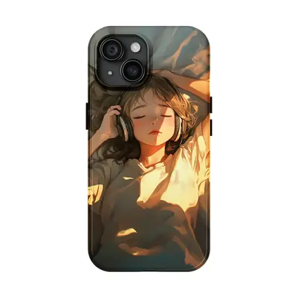Anime Girl Listening Music Warm Sunlight