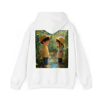 Two Kids Playing in Forest Stream