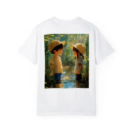 Two Kids Playing in Forest Stream