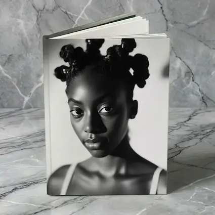 Black and White Portrait Young Woman Natural Hair