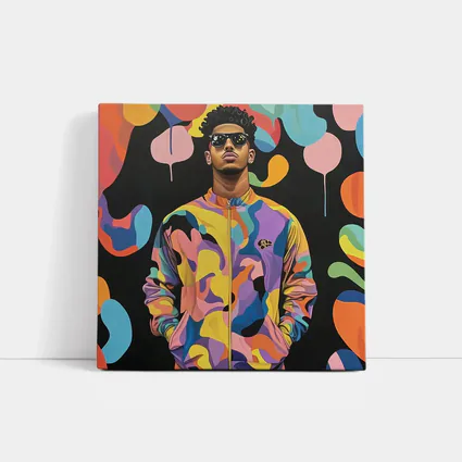Young Man Pop Art Colorful Abstract Background