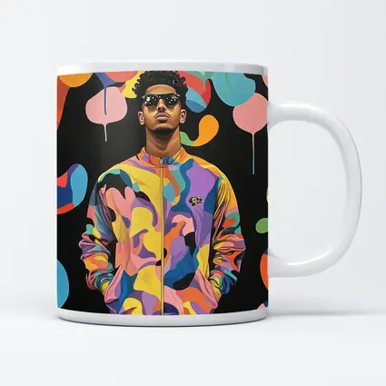 Young Man Pop Art Colorful Abstract Background