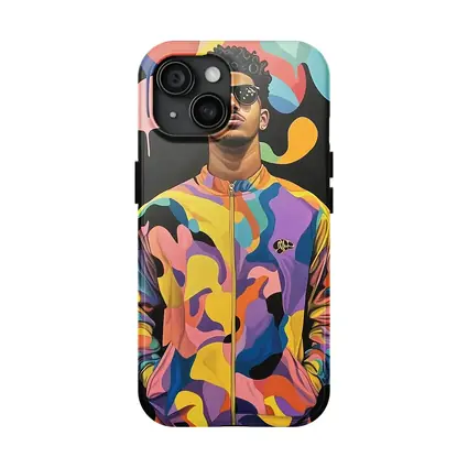 Young Man Pop Art Colorful Abstract Background