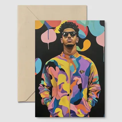 Young Man Pop Art Colorful Abstract Background