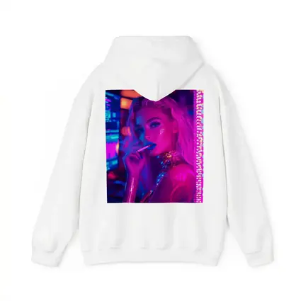 Neon Lit Blonde Woman Smoking Cyberpunk Style