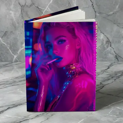 Neon Lit Blonde Woman Smoking Cyberpunk Style