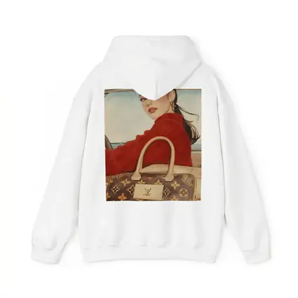Elegant Woman Red Sweater Luxury Bag Car
