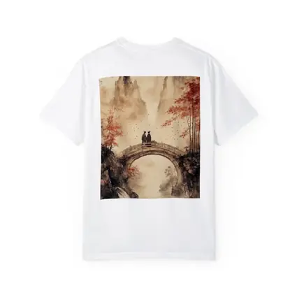 Chinese Ink Painting Two Figures Stone Bridge