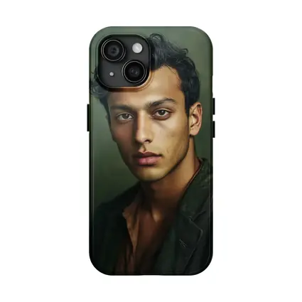 Young Man Portrait Dark Green Background