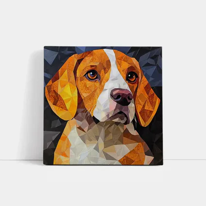 Beagle Portrait Geometric Polygon Art Dark Background