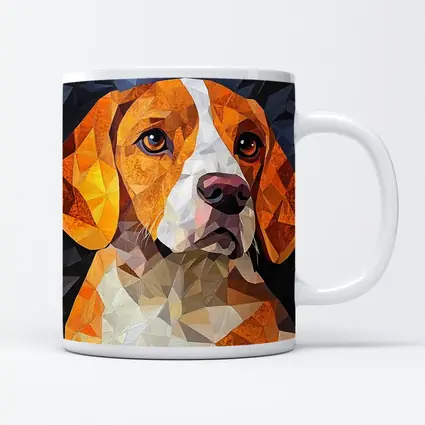 Beagle Portrait Geometric Polygon Art Dark Background