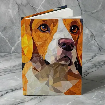 Beagle Portrait Geometric Polygon Art Dark Background