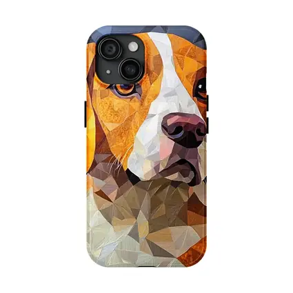 Beagle Portrait Geometric Polygon Art Dark Background