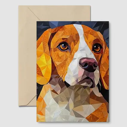 Beagle Portrait Geometric Polygon Art Dark Background