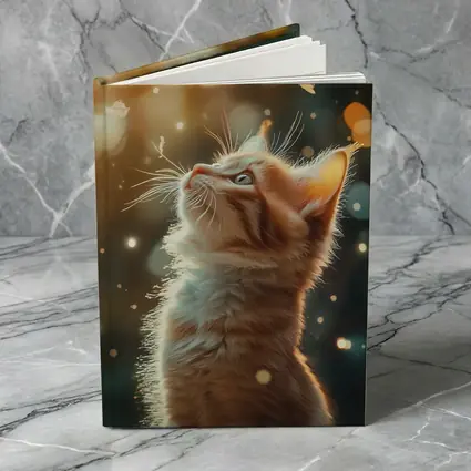 Ginger Kitten Looking Up Bokeh Lights