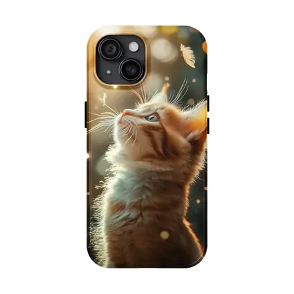 Ginger Kitten Looking Up Bokeh Lights