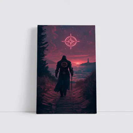 Dark Wanderer Red Sky Fantasy Art