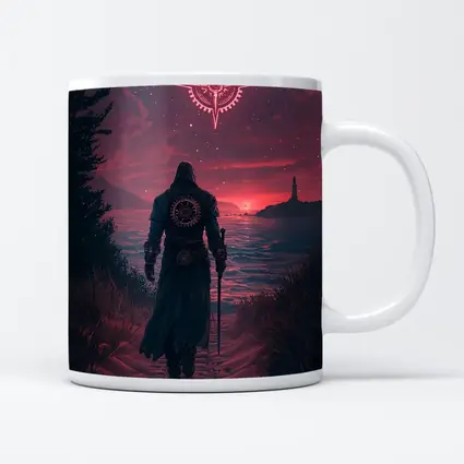 Dark Wanderer Red Sky Fantasy Art