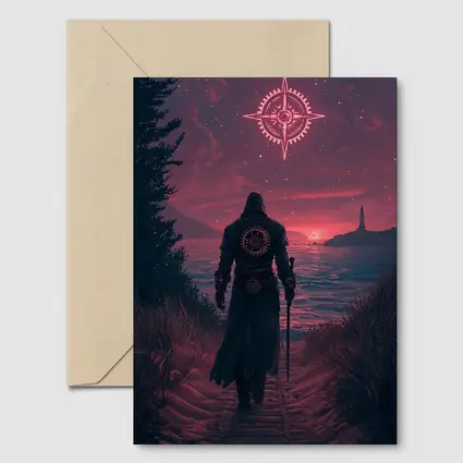 Dark Wanderer Red Sky Fantasy Art