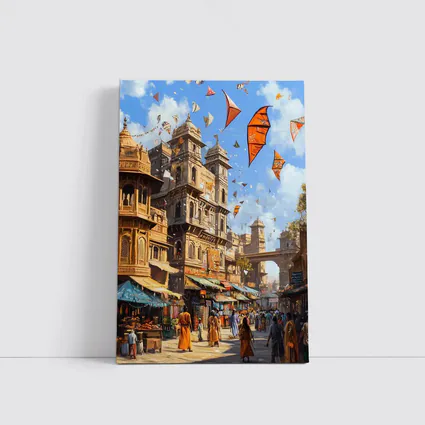 Indian City Street Kites Festival Painting