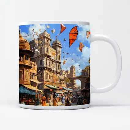 Indian City Street Kites Festival Painting