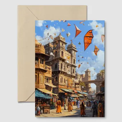 Indian City Street Kites Festival Painting