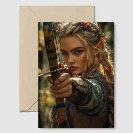 Elf Archer Woman In Fantasy Forest