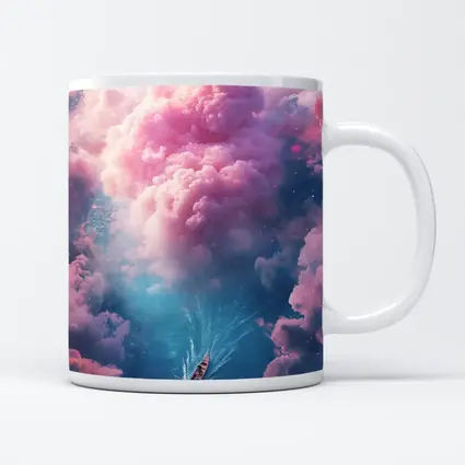 Boat Sailing Through Pink Dream Clouds