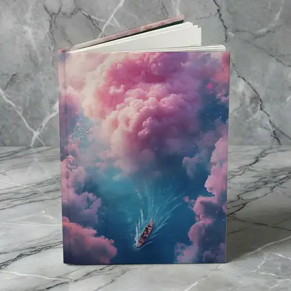 Boat Sailing Through Pink Dream Clouds