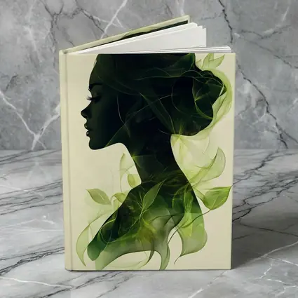 Woman Silhouette Double Exposure Green Leaves
