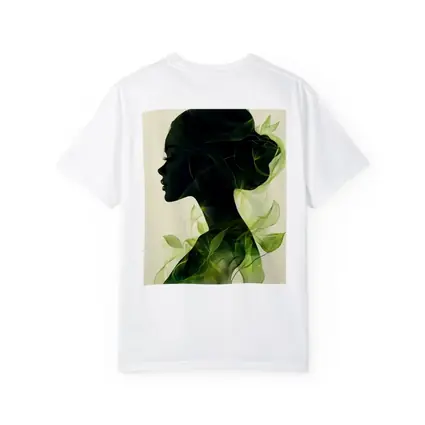 Woman Silhouette Double Exposure Green Leaves