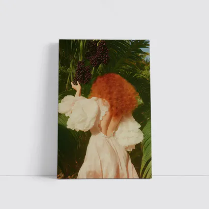 Red Hair Woman Garden Tropical Green Background