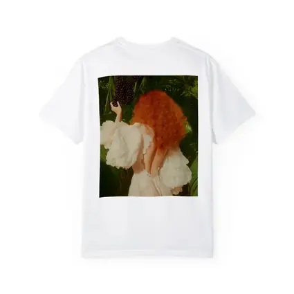 Red Hair Woman Garden Tropical Green Background