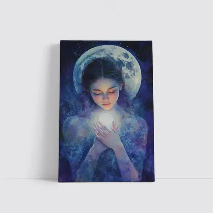 Moon Goddess Holding Glowing Orb Fantasy