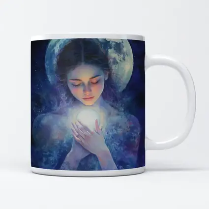 Moon Goddess Holding Glowing Orb Fantasy