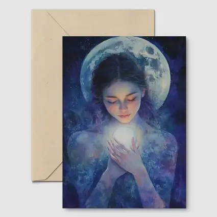 Moon Goddess Holding Glowing Orb Fantasy