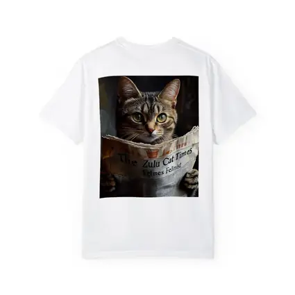 Tabby Cat Reading Newspaper Funny Art